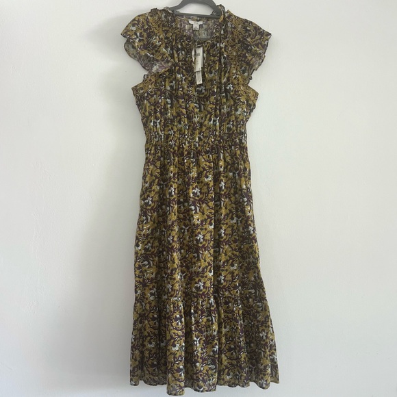 NWT-Anthropologie Othilia Aleksia Ruffled Maxi Dress Cottagecore Embroidered - M - Picture 2 of 7
